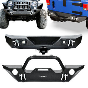 OEDRO Front / Rear Bumper for 2007-2018 Jeep Wrangler JK & JKU with LED Lights (For: Jeep)