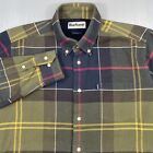 Barbour Shirt Mens Medium Flannel Stapleton Tailored Fit Windowpane Button Down