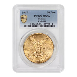 Mexico 1947 Gold 50 Pesos PCGS MS66 gem graded 1.2057 oz AGW