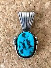 Vtg Native American Indian & Silver Turquoise Squash Blossom Pendant Signed RT