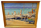 Manner of Jane Peterson Antique Oil Impressionist Painting Edgartown Pier Look!!