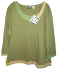 Women 2X Take Two Clothing Co.  3/4 Sleeve Green Top w/Fake Undershirt Look NWT