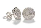 Diamond Earrings for Women .05ct Sterling Silver Round Cluster Studs Push Back