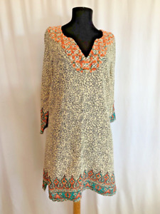 Lucky Brand Floral Embroidered Boho Tunic Dress - Size XS