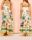 New Summer Maxi Farm Floral Print Sleeveless Swing Dress Women Rio Anthro