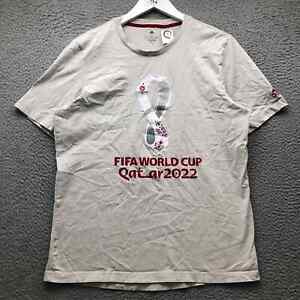 FIFA World Cup Qatar 2022 Adidas T-Shirt Men Medium Short Sleeve Embroidered Tan