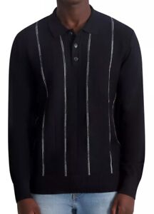 KARL LAGERFELD PARIS Men's Striped Long Sleeve Knit Sweater, Size: Medium
