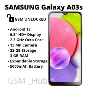 UNLOCKED- Samsung Galaxy A03s - 32GB - Black - Android 13