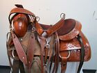 15 16 17 18 USED WESTERN SADDLE PLEASURE TRAIL ROPING RANCH TOOLED LEATHER TACK