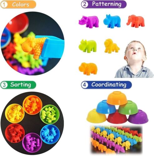 Counting Animal Matching Color Classification Sensory Training Game Sorting Cups