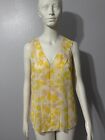 Cabi Top Yellow 5726 Front Porch Floral Semi-Sheer Sleeveless Blouse Tank size S