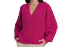 NEW Dark Pink Oversized Warm Knit Sweater Women's S with V-Neck by A New Day