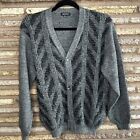 Ex Club Men's Vintage Gray Black Dad Golf Cardigan Sweater  Small