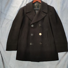 VINTAGE Navy Jacket Men's Blue Black Pea Coat Wool Naval Clothing Depot -Size 40