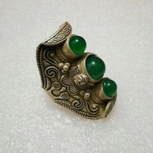 Collection Old China Tibet Silver Handmade Inlay jewelry Ring Ornament Gift