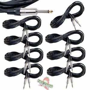 Guitar Cables Instrument Cord 8 Wire PACK Electric AMP Bass Music 1/4 Gold Jack