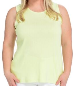CJ Banks Size 1X, 3X Lime Green sleeveless knit top, scoop neck NWT