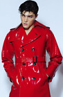 Men's RED PVC Trench Vinyl Shinny Gothic Fashion Coat