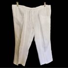 CAbi Womens Linen Capri Pants Size Small S White Drawstring Summer Beach EUC