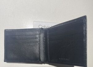New Calvin Klein Ck Men's Leather Billfold Black Wallet Protected RFID Security