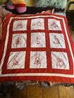 New ListingVintage Red And White Throw Quilt Appliqué And Embroidery