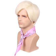 Mens Blonde Gift Bandanna Party Wigs Roleplay Synthetic Show Short Print Hair