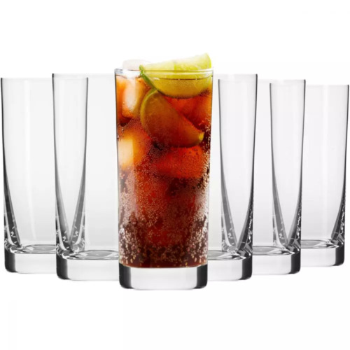 Krosno Tall Water Juice Drinking Highball Glasses | Set 6 | 350 ml | Dishwasher