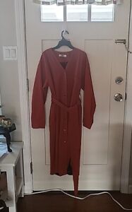 New Red Trench Coat Jacket Dress V-neck Collarless Small/Medium