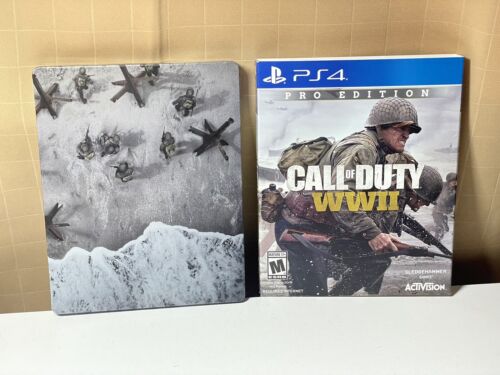 Call of Duty WWII Pro Edition Steelbook Slip Cover PlayStation 4  CIB All Mint!