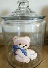 New ListingTienshan Theodore Country Teddy Bear Biscuit / Cookie Jar Vintage Clear Glass
