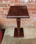 Vintage Mahogany Plant Stand Fern Table Carved Wood Pedestal Brass Footed 28.25