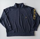 Ariat Tek Cold Series Jacket Men's XL Gray 1/4 Zip Fleece Pullover Spellout