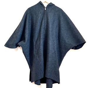 Vintage Express Poncho Cape Coat Womens XS/S Gray Wool Jacket Oversized 90s