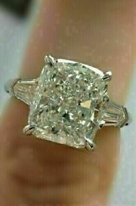3Ct Emerald Cut Lab Created Diamond Engagement Wedding 14k White Gold FN Ring
