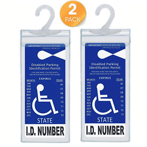 2x Handicap Parking Permit Placard Protector Cover Hanger Car Holder Hang Sleeve