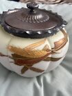 Mt. Washington-Crown Milano Melon Ribbed 5” Handled and Covered Cracker Jar