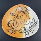 Triangle Shaped Handmade Ceramic Serving Platter Hand Painted Signed MCM Vintage