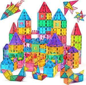 Magna Tiles Clear Colors Magnetic Building Toy Magnet Blocks Kids 3D Set NEW