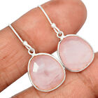 Natural Faceted Rose Quartz - Madagascar 925 Silver Earrings DS2A CE30663