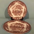 2 Churchill Rosa Willow Dessert plates England Royal Wessex Red/Cranberry