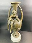 Antique Art French Nouveau Bronze Boy Figurine Vase Signed F. Moreau Marble Base