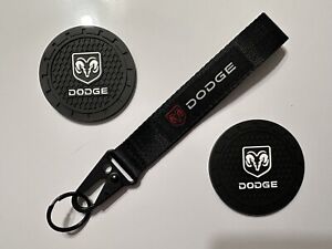 Dodge Ram Wrist Strap Keychain Lanyard and 2 Cup Mat Coasters