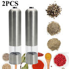 Electric 2pc Salt and Pepper Mill Set Battery Operated Grinder Shaker with Light