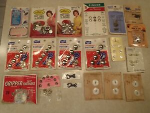 Vintage Sewing Clothing Closure Lot Snap Fastener Hook & Eye Buttons Cover Pearl