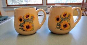 Home & Garden Party Stoneware Collection, Sunflower Coffee mug / Cup Set of 2