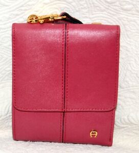 New VINTAGE Etienne Aigner Fuchsia Pink womens leather wallet Cross body strap