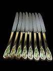 Holly and Gold Christmas Silverware Flatware Knives Set of 8