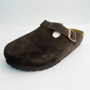 Birkenstock Boston Soft Suede Leather comfort slippers Women' shoes Mocha Narrow