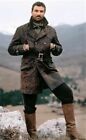 High Road To China Long Genuine Leather Tom Selleck WW1 Flying Coat