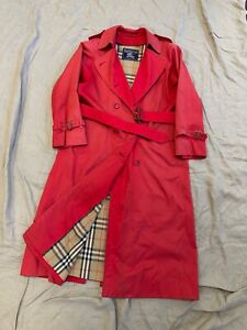 Burberry's Rare Vintage 90s Women's Red Trench Coat Size UK 8 / Small